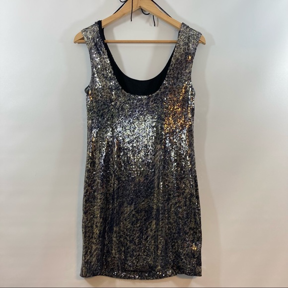 Aqua Brand, Metallic Sequin Club Mini Dress, Size 6 - Picture 2 of 7
